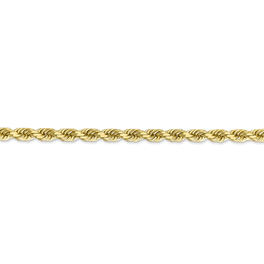 Cadena de Cuerda con Corte Diamante de Oro Amarillo de 10K, 4.5 mm