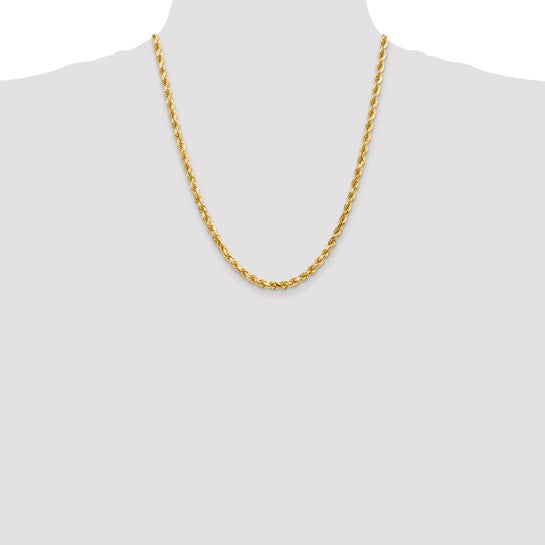 Cadena de Cuerda con Corte Diamante de Oro Amarillo de 10K, 4.5 mm