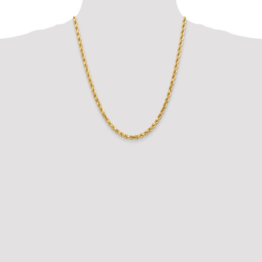 Cadena de Cuerda con Corte Diamante de Oro Amarillo de 10K, 4.5 mm