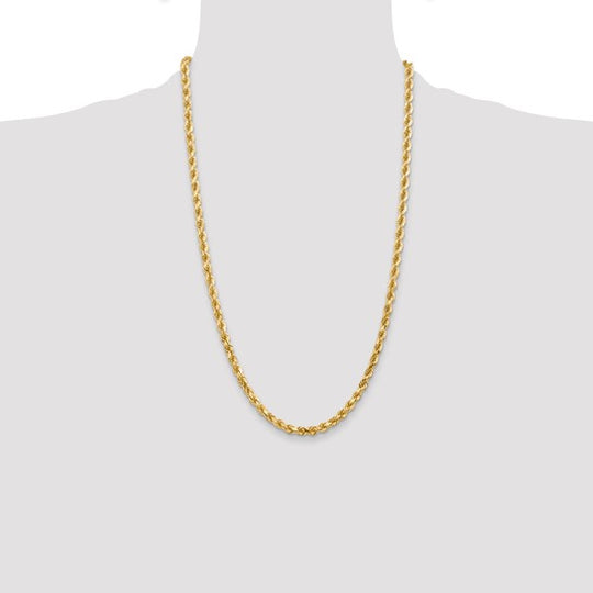 Cadena de Cuerda Diamantada 10K Oro Amarillo de 4.5mm - 30 Pulgadas