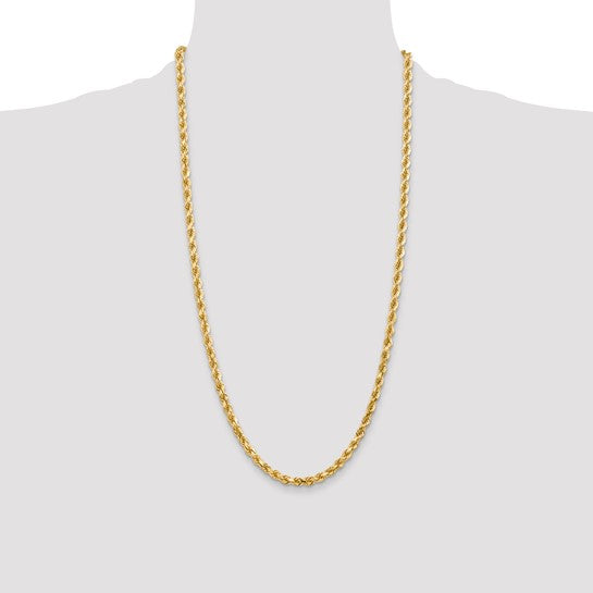 Cadena Cuerda 10K Oro Amarillo 4.5mm con Corte Diamante