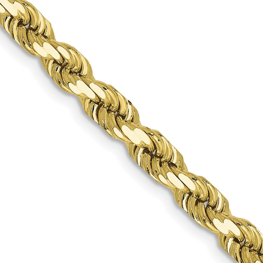Cadena de Cuerda con Corte Diamantado en Oro Amarillo de 10K, 4.5 mm con Cierre de Langosta