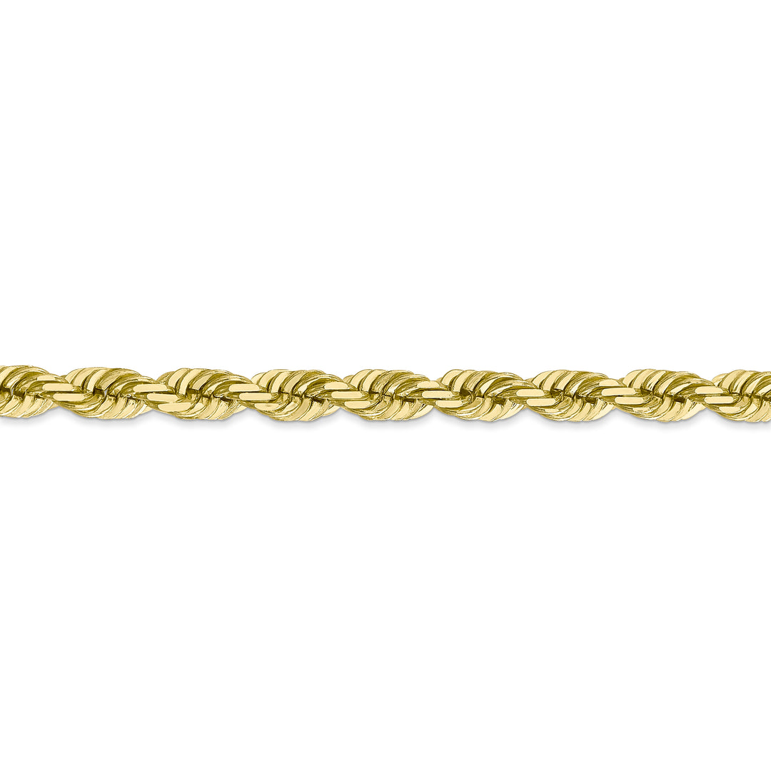 Cadena de Cuerda en Oro Amarillo de 10K, 5.5 mm con Corte Diamante y Broche de Langosta (Estilo Fancy)