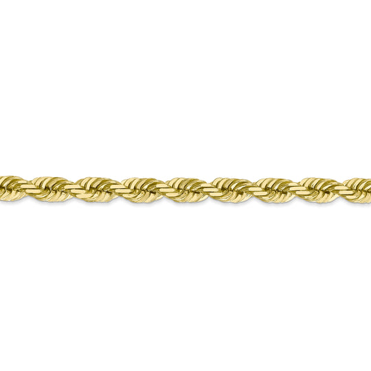 Cadena de Cuerda en Oro Amarillo de 10K, 5.5 mm con Corte Diamante y Broche de Langosta (Estilo Fancy)