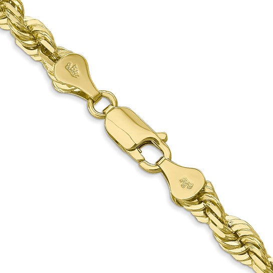 Cadena de Cuerda en Oro Amarillo de 10K, 5.5 mm con Corte Diamante y Broche de Langosta (Estilo Fancy)