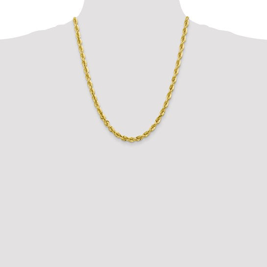 Cadena de Oro Amarillo de 10K – 5.5 mm Diamond-cut con Cierre de Langosta Fancy