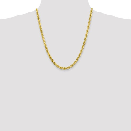 Cadena de Oro Amarillo de 10K – 5.5 mm Diamond-cut con Cierre de Langosta Fancy