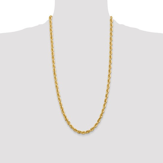 Cadena de Cuerda con Corte Diamantado en Oro Amarillo de 10K, 5.5 mm