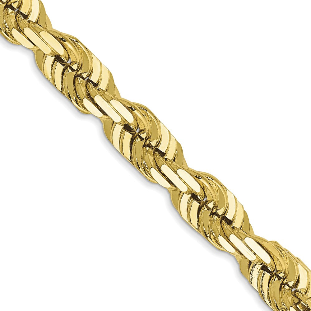 Cadena de Cuerda en Oro Amarillo de 10K, 5.5 mm con Corte Diamante y Broche de Langosta (Estilo Fancy)