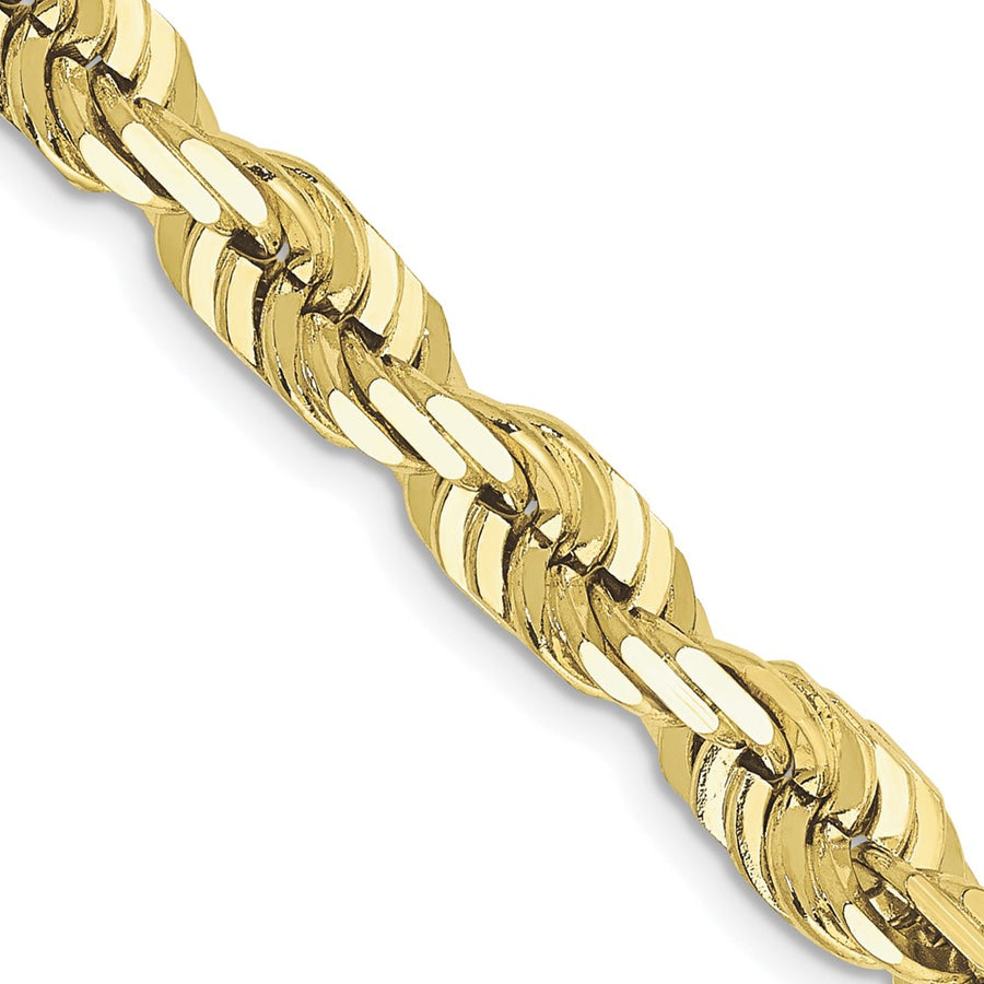 Cadena de Cuerda 10K Oro Amarillo de 6.5mm Diamantada - 22 Pulgadas