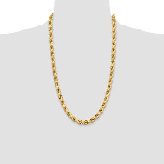 Cadena de Oro Amarillo de 10K, 7mm, Corte Diamante