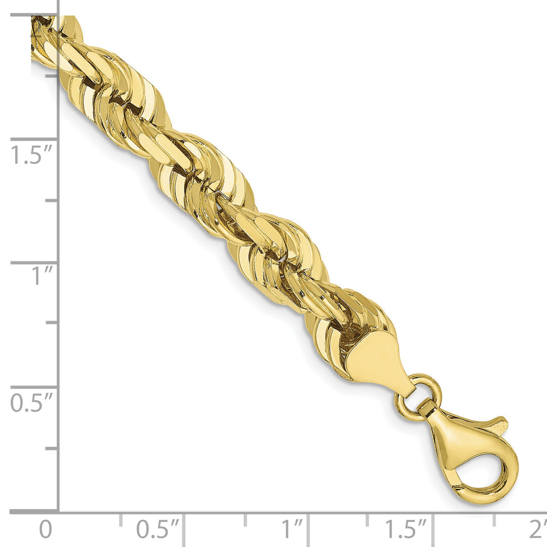 Pulsera de Oro Amarillo de 10K con Diseño de Cuerda de 7 mm y Corte Diamante