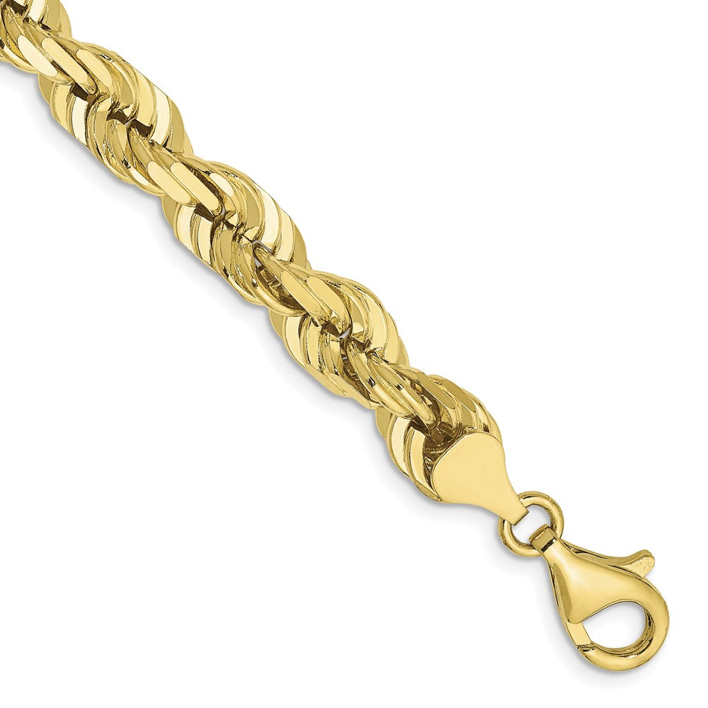 Pulsera de Oro Amarillo de 10K con Diseño de Cuerda de 7 mm y Corte Diamante