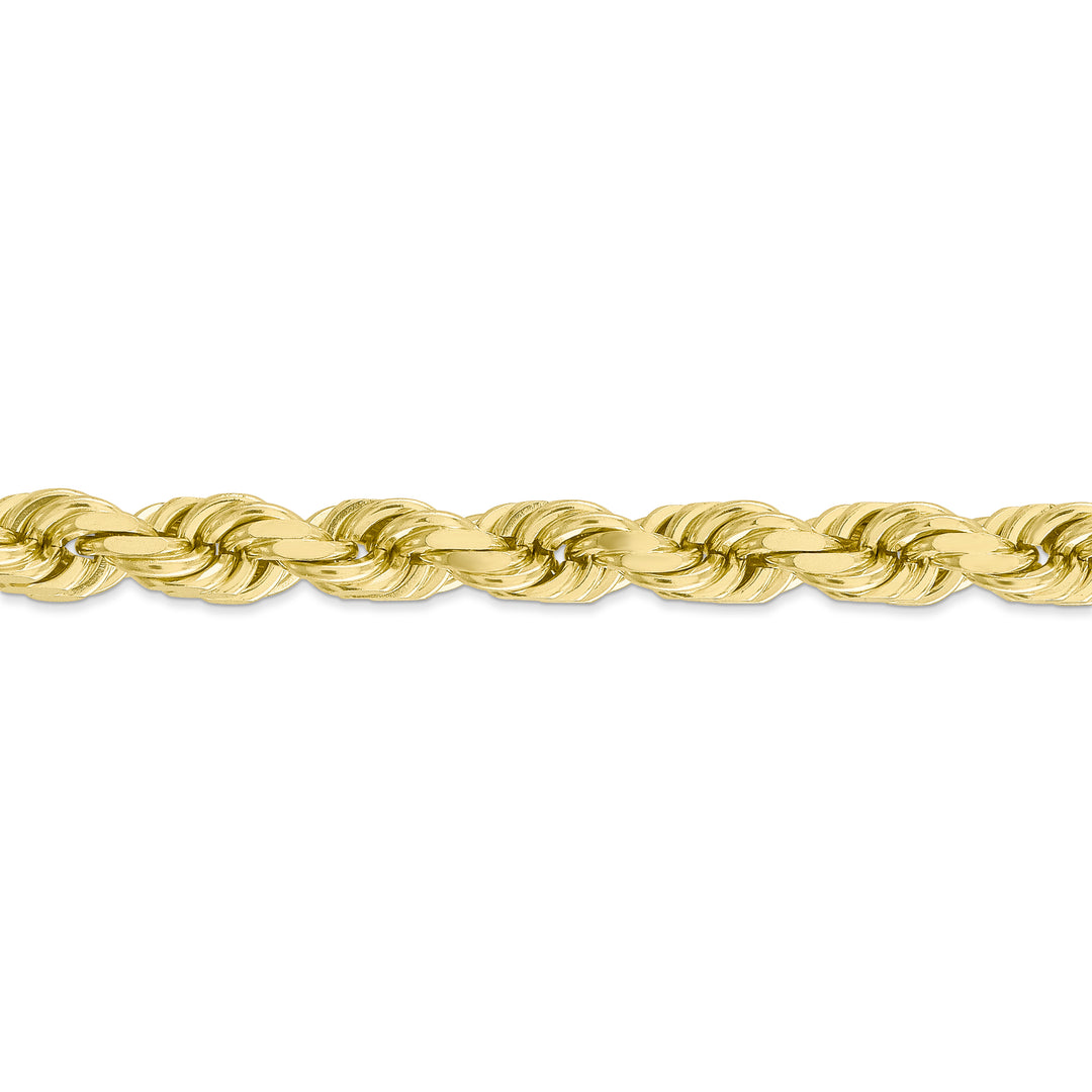 Cadena de Oro Amarillo de 10K, 22 Pulgadas, 8mm, Rope con Corte Diamante y Cierre de Langosta