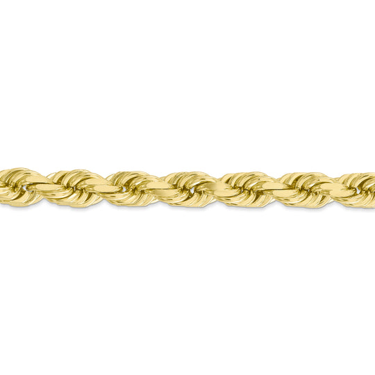 Cadena de Oro Amarillo de 10K, 22 Pulgadas, 8mm, Rope con Corte Diamante y Cierre de Langosta