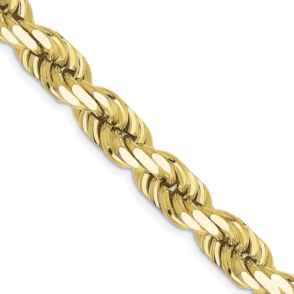 Cadena de Oro Amarillo de 10K, 22 Pulgadas, 8mm, Rope con Corte Diamante y Cierre de Langosta