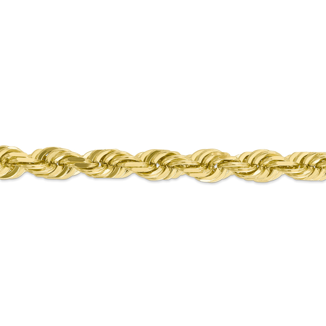 Cadena de Oro Amarillo de 10K, 24 Pulgadas, 10mm, Rope con Corte Diamante y Cierre de Langosta
