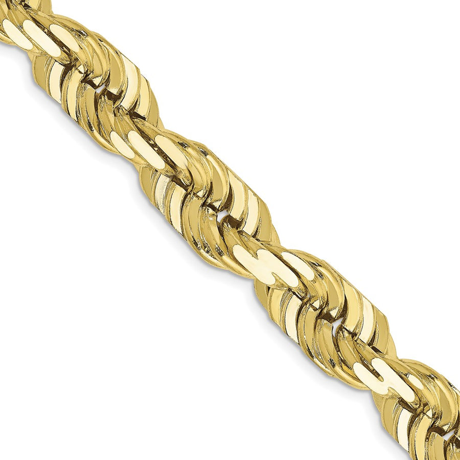 Cadena de Cuerda Corte Diamante en Oro Amarillo de 10K – 10 mm, 22 Pulgadas, con Broche Langost