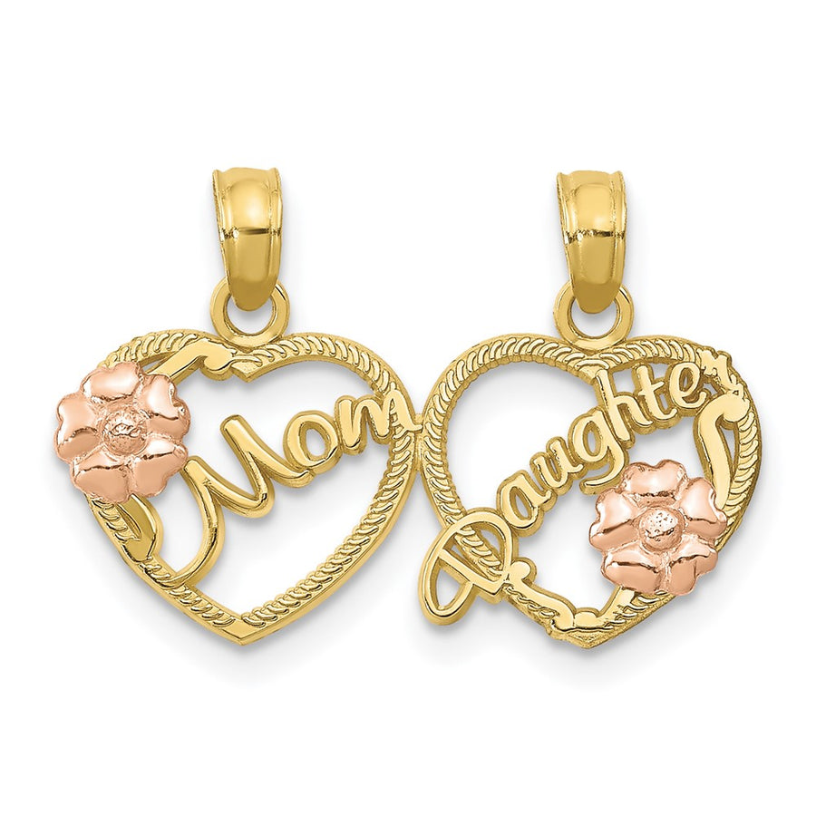Dije 10K Dos Tonos Mom - Daughter Corazones Separables