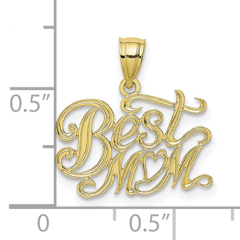 Dije 10K Best Mom en Oro Amarillo