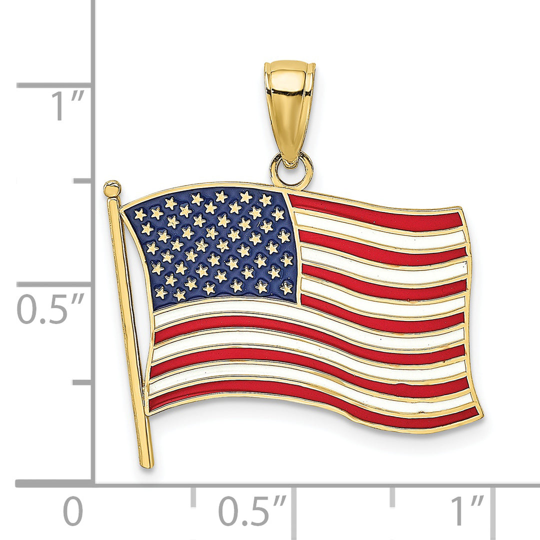 10K Enamel Pendant with United States Flag