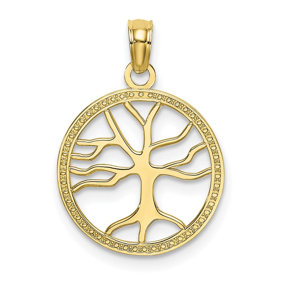 Dije de Árbol de la Vida Pequeño en Marco Redondo en Oro Amarillo de 10K