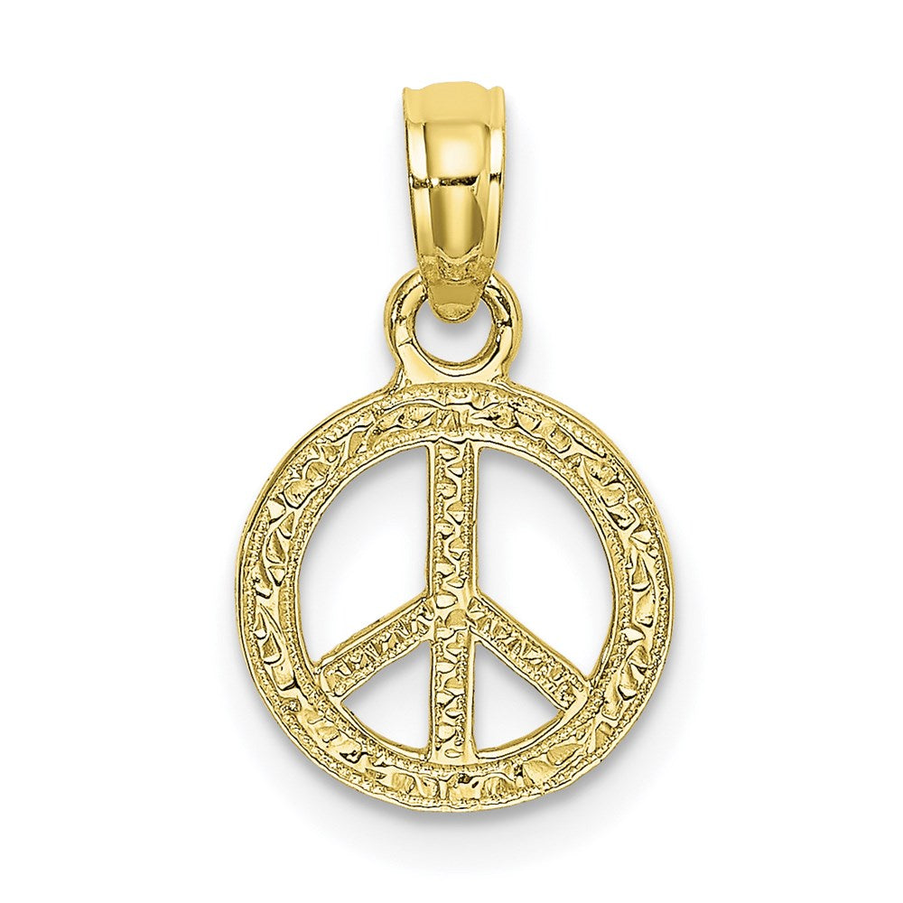 Dije Mini Símbolo de Paz Plano y Texturizado en Oro de 10k