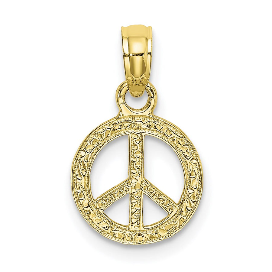 Dije Mini Símbolo de Paz Plano y Texturizado en Oro de 10k