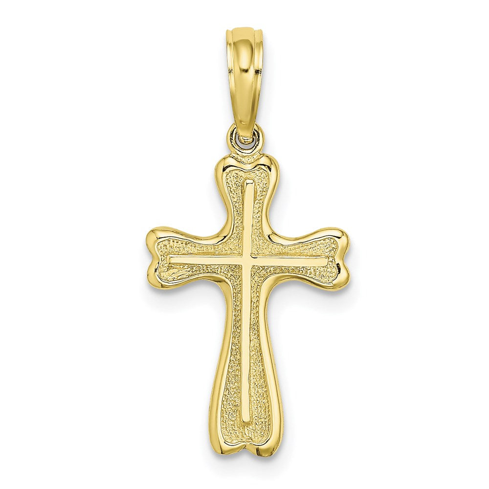 10K Textured Heart Edge Design Cross Pendant