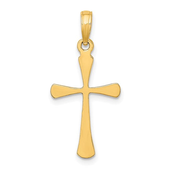 10k Polished Beveled Point Cross Pendant