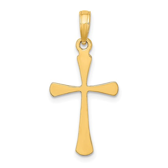 10k Polished Beveled Point Cross Pendant