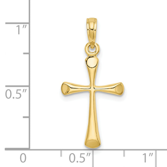 10k Polished Beveled Point Cross Pendant