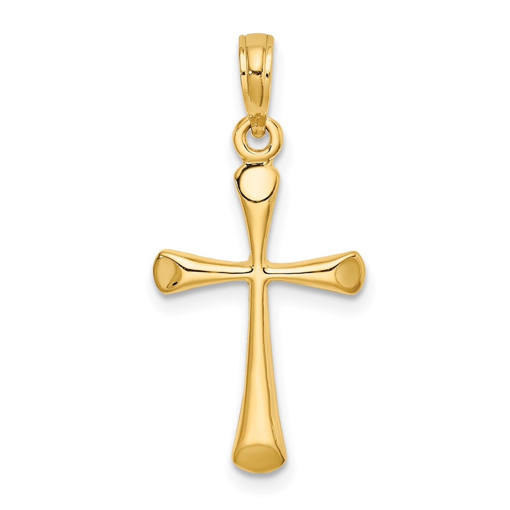 10k Polished Beveled Point Cross Pendant
