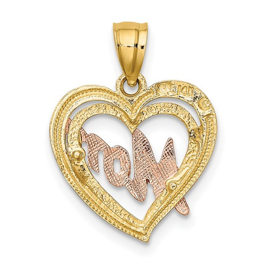 Dije Corazón Mom en Oro Bicolor de 10K