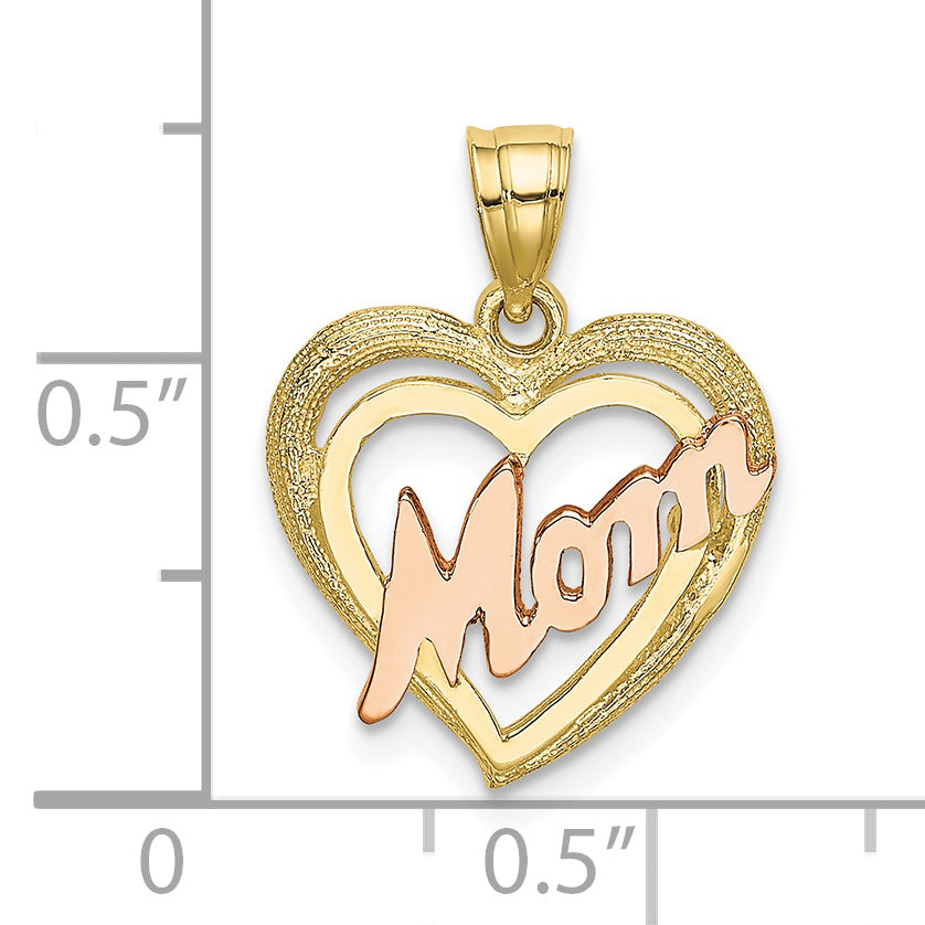 Dije Corazón Mom en Oro Bicolor de 10K