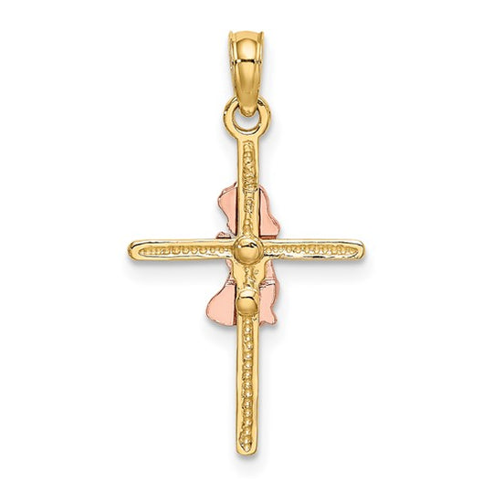 10K Two-Tone Girl on a Cross 2-D Pendant