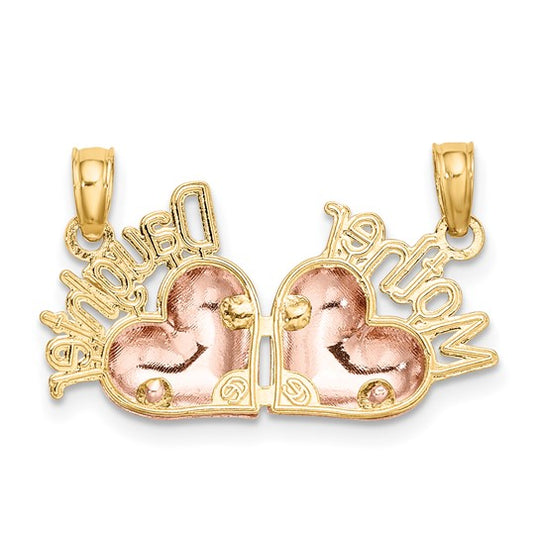 Dije de Corazones Divididos de Mamá e Hija en Oro de 10K Bicolor