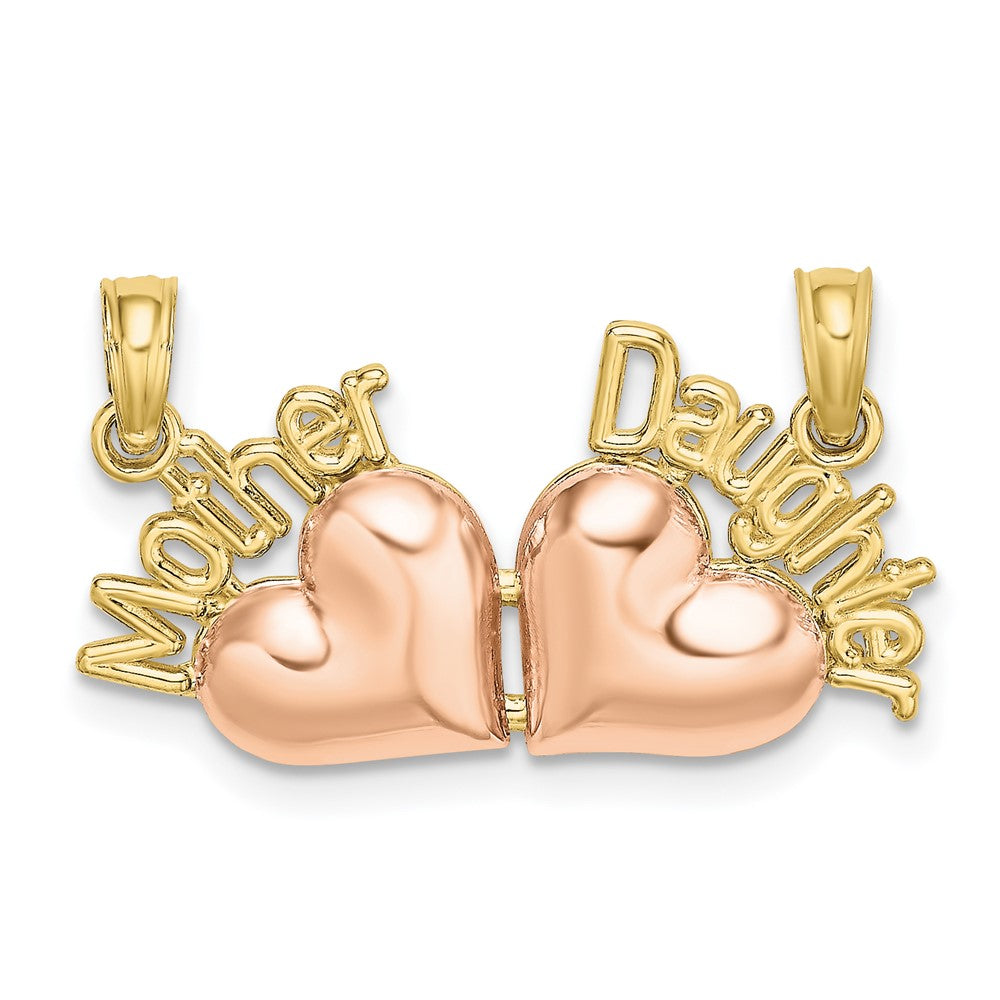 Dije de Corazones Divididos de Mamá e Hija en Oro de 10K Bicolor
