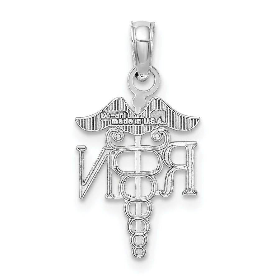 10K Colgante Caduceo RN en Oro Blanco de 10K