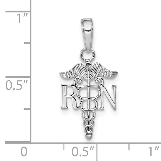 10K Colgante Caduceo RN en Oro Blanco de 10K