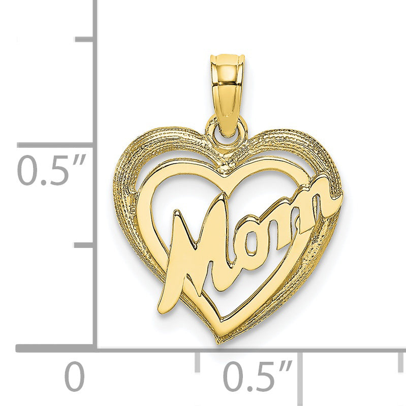 Dije 10K Mom Dentro del Corazón en Oro Amarillo