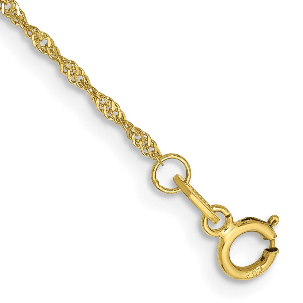 Tobillera 10K de Oro Amarillo, Cadena Singapore, 9 pulgadas, 1.1mm