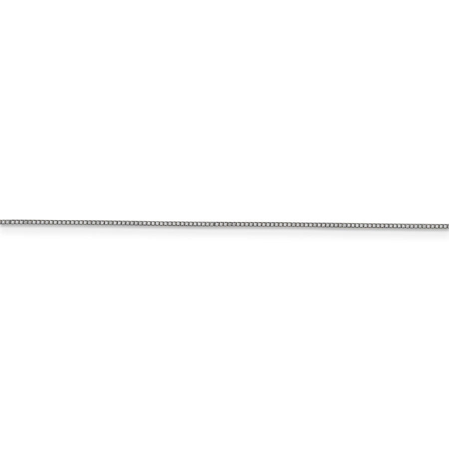 Cadena tipo caja de oro blanco de 10 quilates de 0,7 mm