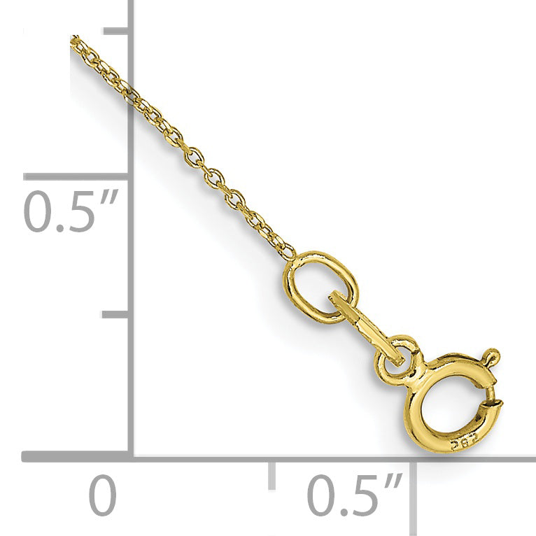 Tobillera de Oro Amarillo de 10K de 9 Pulgadas y 0.6 mm con Cadena de Eslabón Abierto y Cierre de Anillo de Resorte