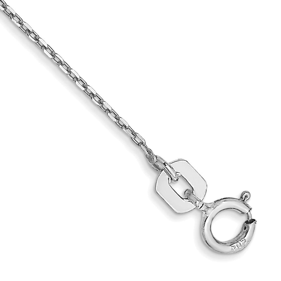 Tobillera de 10K Oro Blanco con Cadena de Cable D/C y Cierre de Anillo de Resorte, 10 Pulgadas, 0.8 mm