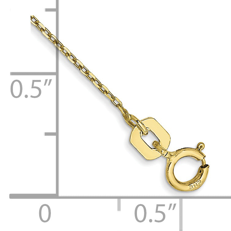 Tobillera de Oro Amarillo de 10K de 10 Pulgadas y 0.8 mm Tipo Cable D/C con Cierre de Anillo de Resorte