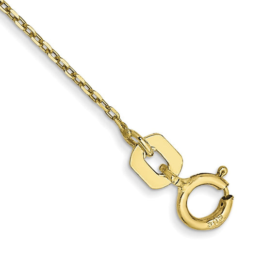 Tobillera de Oro Amarillo de 10K de 9 Pulgadas y 0.8 mm con Cadena de Cable y Cierre de Anilla de Resorte