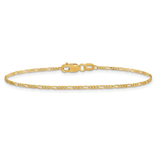 Tobillera de 10K de Oro Amarillo con Cadena Figaro de 1.25 mm