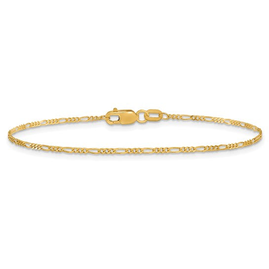 Tobillera de 10K de Oro Amarillo con Cadena Figaro de 1.25 mm