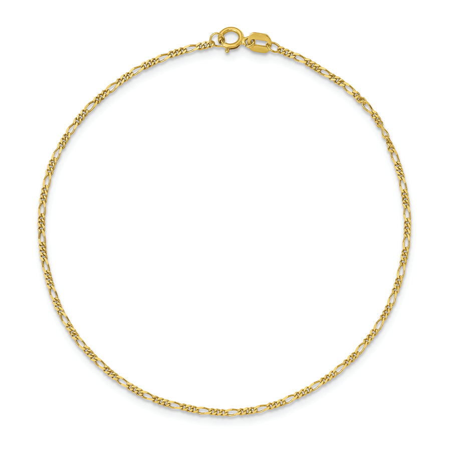 Tobillera de 10K de Oro Amarillo con Cadena Figaro de 1.25 mm